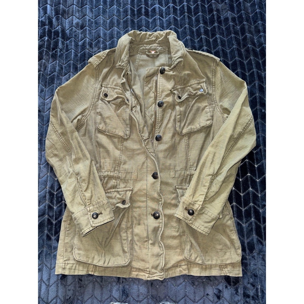 Free People Not Your Brothers Surplus Army Green Full Zip Jacket Size‎ Small